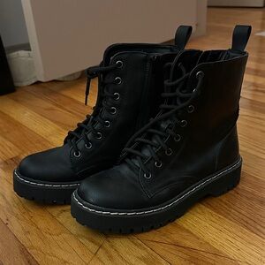 Black Lace-Up Ankle Boots